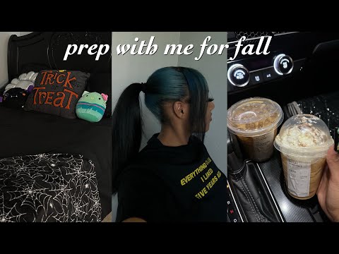getting ready for fall vlog! 🕸️| trying starbucks drinks, room decor, hair appt + shopping!