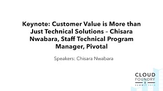 Keynote: Customer Value is More than Just Technical Solutions