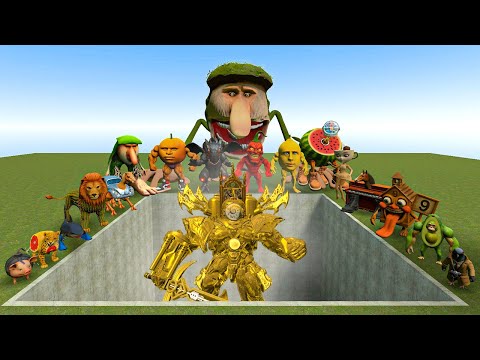 All Monters vs Giant Pit with Skibidi Toilet Titan Clock Man Sword! – Garry’s Mod
