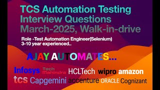 TCS Automation Testing Interview Questions March 2025 - walk in drive
