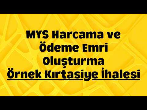 MYS Harcama ve Ödeme Emri Oluşturma - Örnek Kırtasiye İhalesi