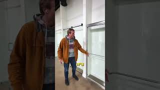 Glad that he was ok 😼 #jumpscare #glass #showerdoors #remodel #diyprojects