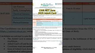CSIR NET June 2025 Admit card Release #csirnet