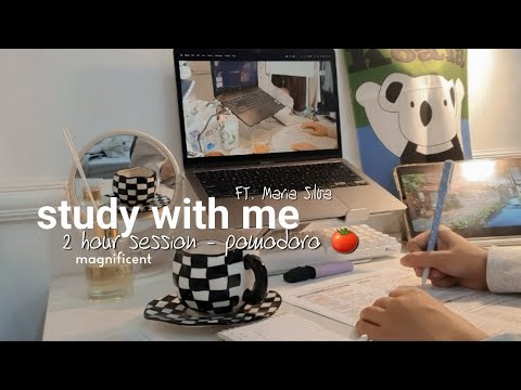 2 HOUR STUDY WITH ME📚 (FT. MariaSilva) medical intern / pomodoro 🍅(50/10) / white noise, no music