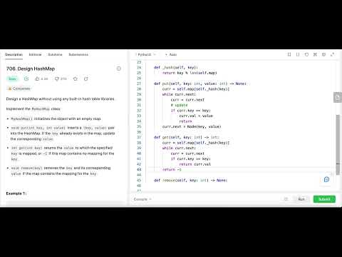 Design HashMap - Leetcode 706 - Linked List - Python