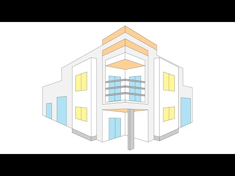 How to Draw House Building in Two Point Perspective | Modern House 3D Drawing