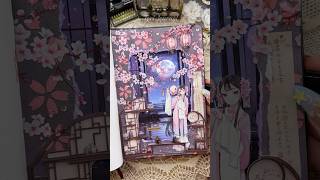 ASMR journal Moonlit Blossoms🌸🌑🎐🏮✨🌌🫖|#asmr #journal #scrapbooking #journaling #fyp #diy