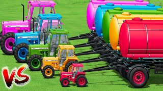Mini & BIG TRACTOR & TRAILER vs DEEP MUD & WATER TANKER - TRACTORS vs PARKOUR! Farming Simulator 22