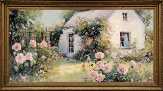 Rose Cottage Gardens, Vintage Oil Paintings | Framed TV Art Slideshow with Calming Piano Music