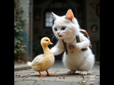 Cat Duck going to school #shortsvideo #shorts   #trending  #viralshorts  #love #trendingshorts