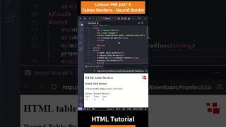 HTML Tutorial - Lesson 48: HTML Tables Borders - Round Table Borders Part 4 #shorts #html #css