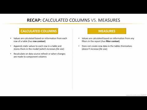 5  RECAP Calculated Columns vs  Measures