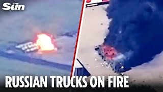 Russian armoured vehicles BLOW UP in massive explosion as Ukraine strikes Putin's Belgorod