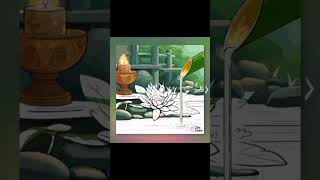 #zencolor #japanese #relaxing #water #bamboo #painting #lotus