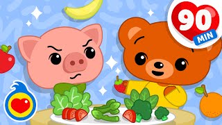 ¿Qué Le Pasa Al Cerdito Enojón? 🥗🎶 Canciones Infantiles Para Comer En Familia (90 Min) | Plim Plim