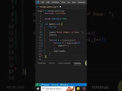 Triangle Pattern in C++ #programming #code #tutorial #cpp #dart #flutter #ytchannel #python #views