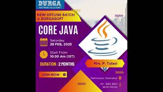 🔥 Core Java Offline Batch | Starts on 28th Feb 2025 | Durga Software Solutions | Hyderabad