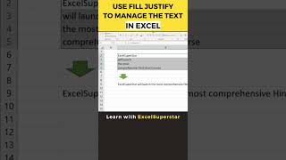 Use Fill Justify to Manage the Text in Excel | #textformatting #datamanagement #excelhindi