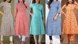 Beautiful Printed A Line Kurti Design | Printed Cotton A Line Kurti Designs | Printed Kurti  Design