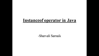 Instanceof operator in Java
