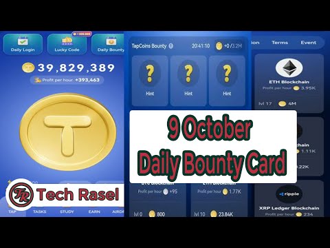 Tap Coin Bot Daily Bounty 9 October | Tap Coin Daily Combo Today