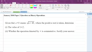 CSEC Mathematics - Section 6: Algebra - 2018 Binary Operations Past Paper Question