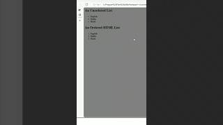 Ordered And Unordered List In Html, #htmlcode #html #htmltutorial #htmlcss #htmlelements  #list