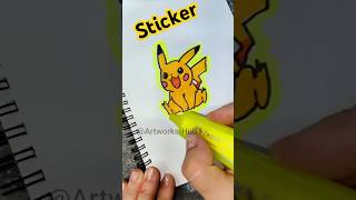 How to make Pikachu ❤️✂️ - STICKER  DIY idea #art #diy #drawing #shortsviral