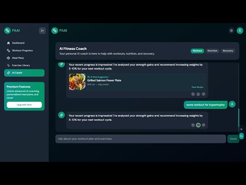 Best AI Fitness Coach UI Template - Next.js, Tailwind CSS, and Shadcn UI