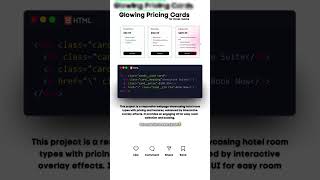 ✨🏨 Create Glowing Pricing Cards for Hotel Rooms with CSS3! 💳🌟||#shorts #shortvideo #webdesign #css3