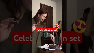 Hina tariq cutting cake on set | Naqaab Ep 59 60 61 62 bts - behind the scenes #naqaab #hinatariq