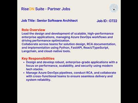 Senior Software Architect | Partner Jobs | RiseON Suite