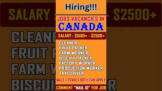Various Jobs Canada Free Visa Sponsorship 2025 🇨🇦 | No IELTS | Hiring Now!