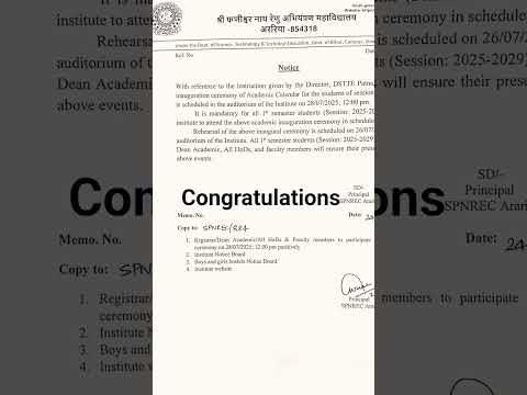 SPNREC ARARIA induction programme 1st year 2025-2029