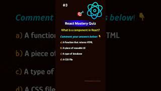 🎯 React Mastery Quiz || What is a component in React? || #shortvideo #trending #viralvideo
