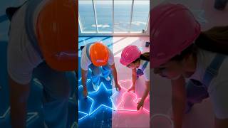 Blue vs Pink Floor Design Challenge | Amazing Epoxy Star & Heart Floor Transformation💙 ❤️ 💙 ❤️