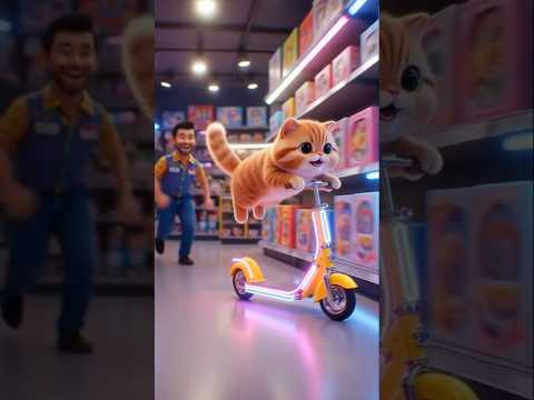 Cat's Scooter Fun Adventure 🛴🙀 Let's  Zoom Around The city❤️✨ #shorts #cat #catcartoon #catvideos