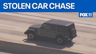 Police chase stolen car in South Los Angeles