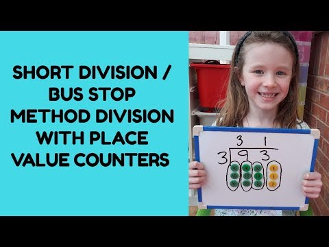 Short division / bus stop method division with place value counters