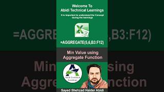 How to Calculate Minimum Value using Aggregate Function in #Excel #AbidiExcel #AbidiExcelFormula