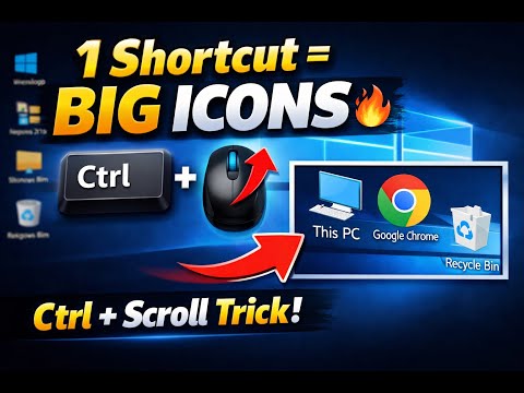 Icon Size Change Shortcut Key | Windows Tips Gujarati