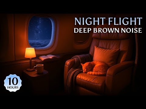 Night Flight Ambience • 10 Hours Deep Airplane Brown Noise for Sleep