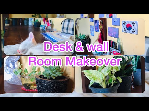 2024ට අඩු වියදමෙන් අලුත් කරපු මගේ කාමරය💜🇰🇷💗| room makeover | desk makeover  | #youtube #makeover