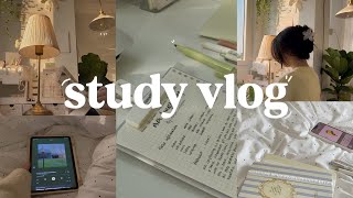 STUDY VLOG |  5:00am slow morning, studying, vision board, note, motivation ˚ ༘