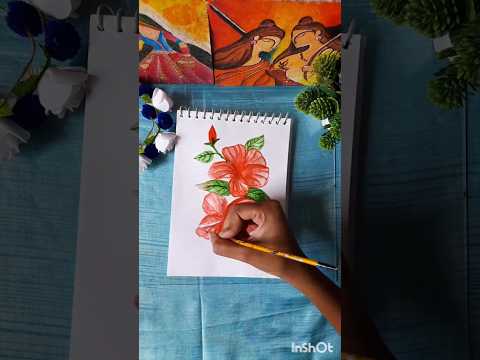 watercolor Flower drawing ।।#youtubeshorts #watercolorpainting #artful canvas #watercolorpainting