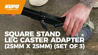 Kupo Square Stand Leg Caster Adapter (25mm x 25mm) (Set of 3)