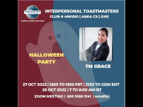 Interpersonal Toastmasters Meeting -   Halloween Party