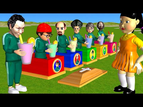 Scary Teacher 3D vs Squid Game Hide in Wood Coffin vs Water Drinking Straw Challenge Who's Boss