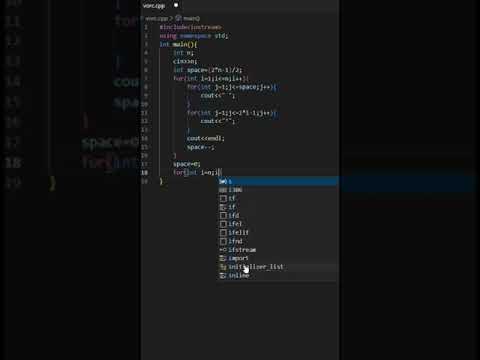 Cpp program to Print Diamond using Stars  🔥🔥 VSCODE #pattern #star