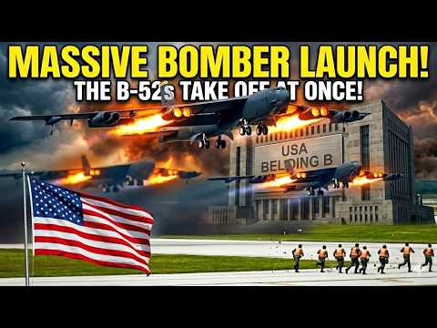 Emergency Takeoff! US Air Force B-52 Bomber Pilots and Crew Rush at Full Speed US